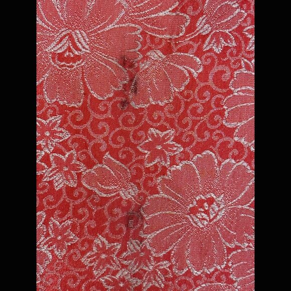 60s Pink & Silver Lurex Column Sheath Maxi Dress Mod Floral Pinup Bodycon L XL - Picture 10 of 12